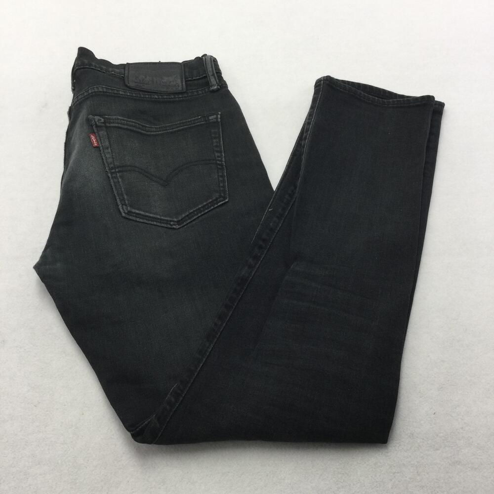 Levis Jeans Mens 34x30 Black Dark Wash Regular Straight Leg Denim Zip Fly Casual